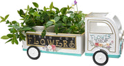 Farmhouse Small Flower Cart Metal Truck Decor Wagon Planters for Outdoor Plants Decorative Planters Vintage Indoor Plant Cart for Patio Garden Balcony White