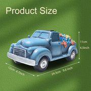 Garden Décor Outdoor Solar Lights, Blue Resin Truck Statue with Succulen Patio Lights for Home Décor, 8 LED Lights Solar Statues for Garden, Balcony, Yard Ornament, 9.6 x 4.7 x 4.3 inches